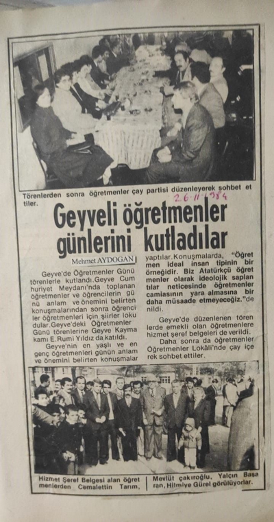 GEYVE'de KUTLANAN ÖĞRETMENLER GÜNÜ'nden NOSTALJİ